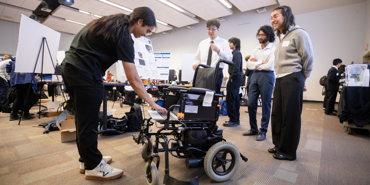 Senior Design Showcase team demonstrates an engineering wheelchair prototype