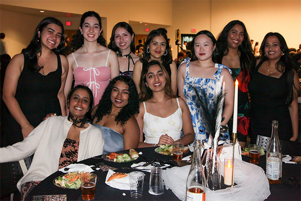 2025 Masquerade Gala group of female students dressed in semi-formal clothing