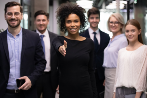 woman offering to shake hands