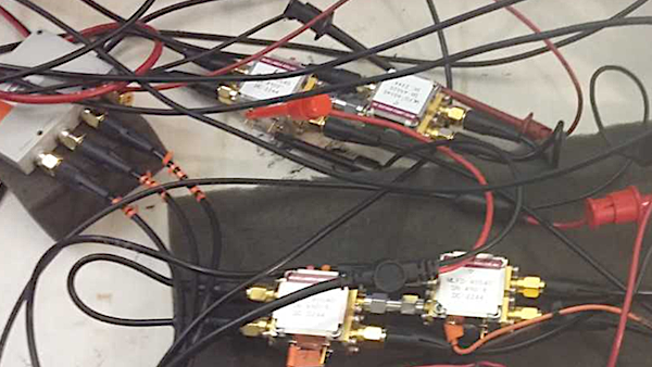 Alexander Khitun's and Mykhaylo Balinskyy's prototype magnonic device.