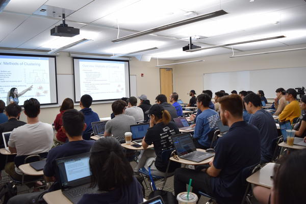 classroom of students on computers