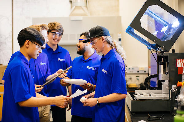 Five students in the Mechanical Engineering MakeRspace