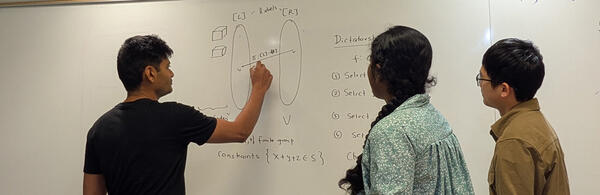 Amey Bhangale in a classroom with students