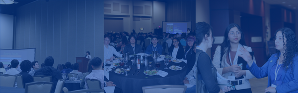 collage of conference sessions with various participants   