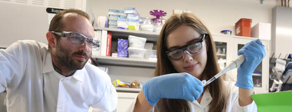 Joshua Morgan in the bioengineering lab