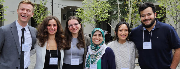 Mona Eskandari (center) with researchers from her bMECH lab.