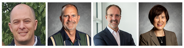 Four side-by-side portraits (three males, one female) of Bourns College of Engineering advisory leaders