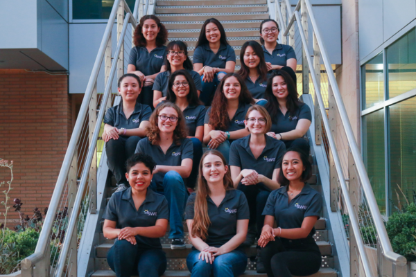 students sitting on stairs