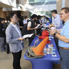 students meeting prospective employers