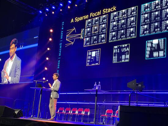 Vishwanath Saragadam, UCR assistant professor of electrical and computer engineering, presents computational mirror research at ECCV 2026 in Malmö, Sweden.